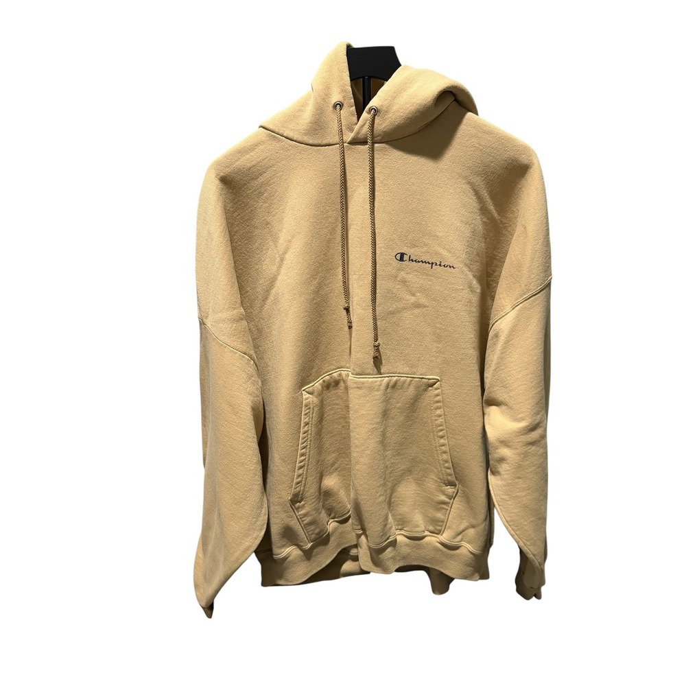 Champion Mens XXL Tan Beige Script Logo Pullover Fleece Hoodie S2011 RS0
